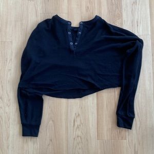 Black Urban Outfitters Out From Under Crop Top Henley Long Sleeve